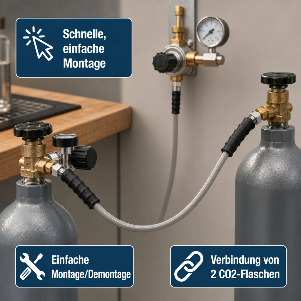 Hochdruckschlauch, Gasschlauch - CO2 für Wandarmatur, 1m - 2 x Sechskantmutter
