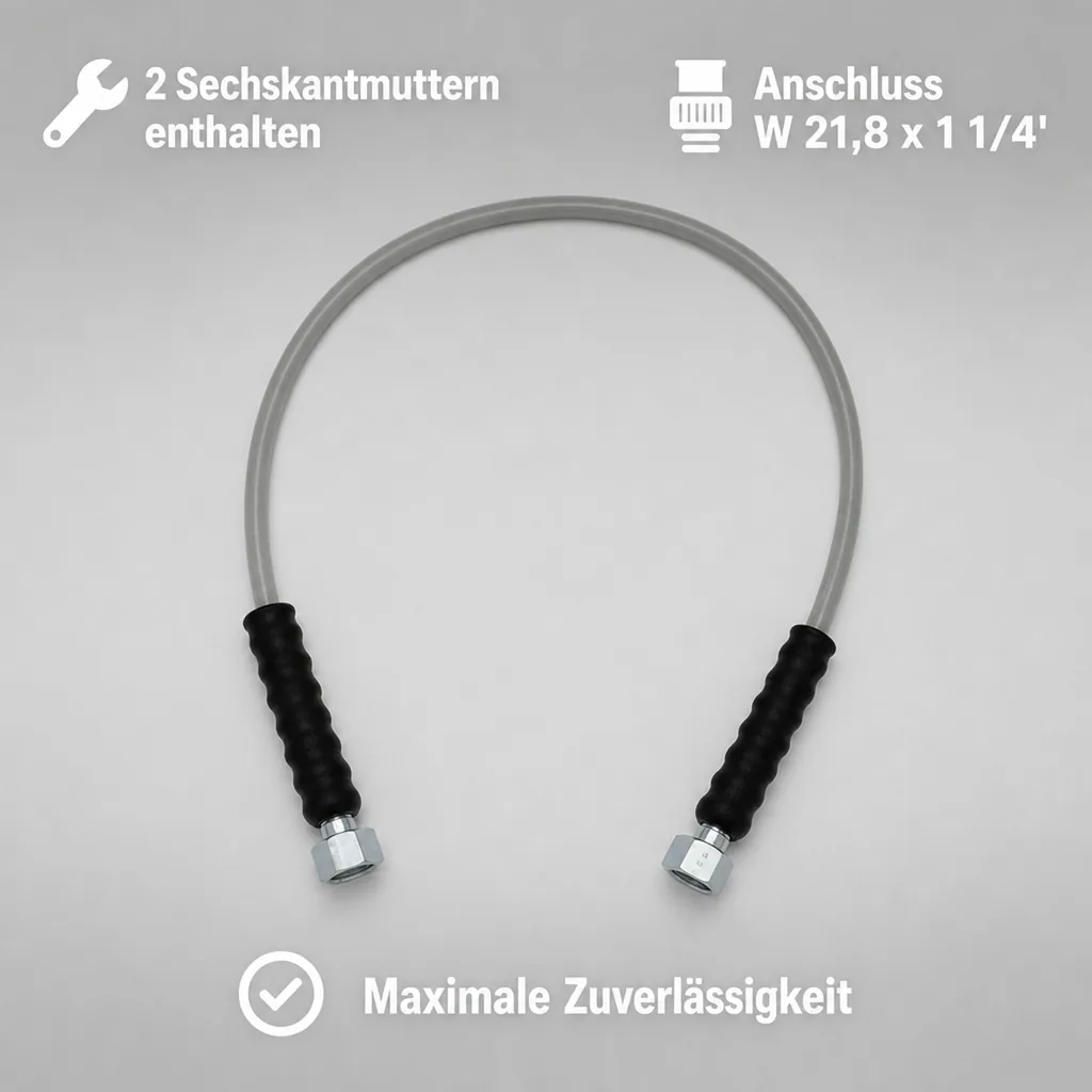 Hochdruckschlauch, Gasschlauch - CO2 für Wandarmatur, 1m - 2 x Sechskantmutter