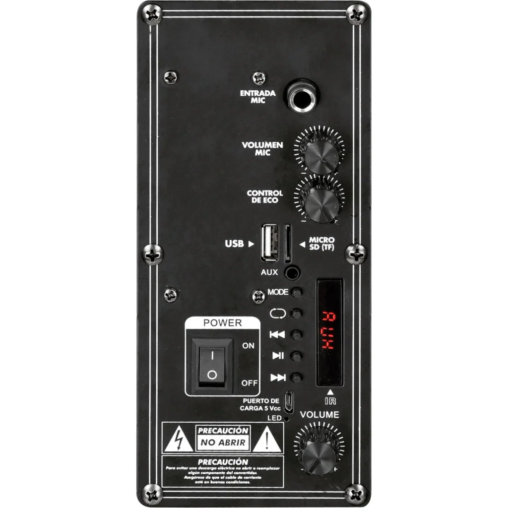 VT-6208 Mobiler batteriebetriebener Lautsprecher mit Bluetooth, kabelgebundenem Mikrofon und LED-Lichteffekt - RGB - 15W