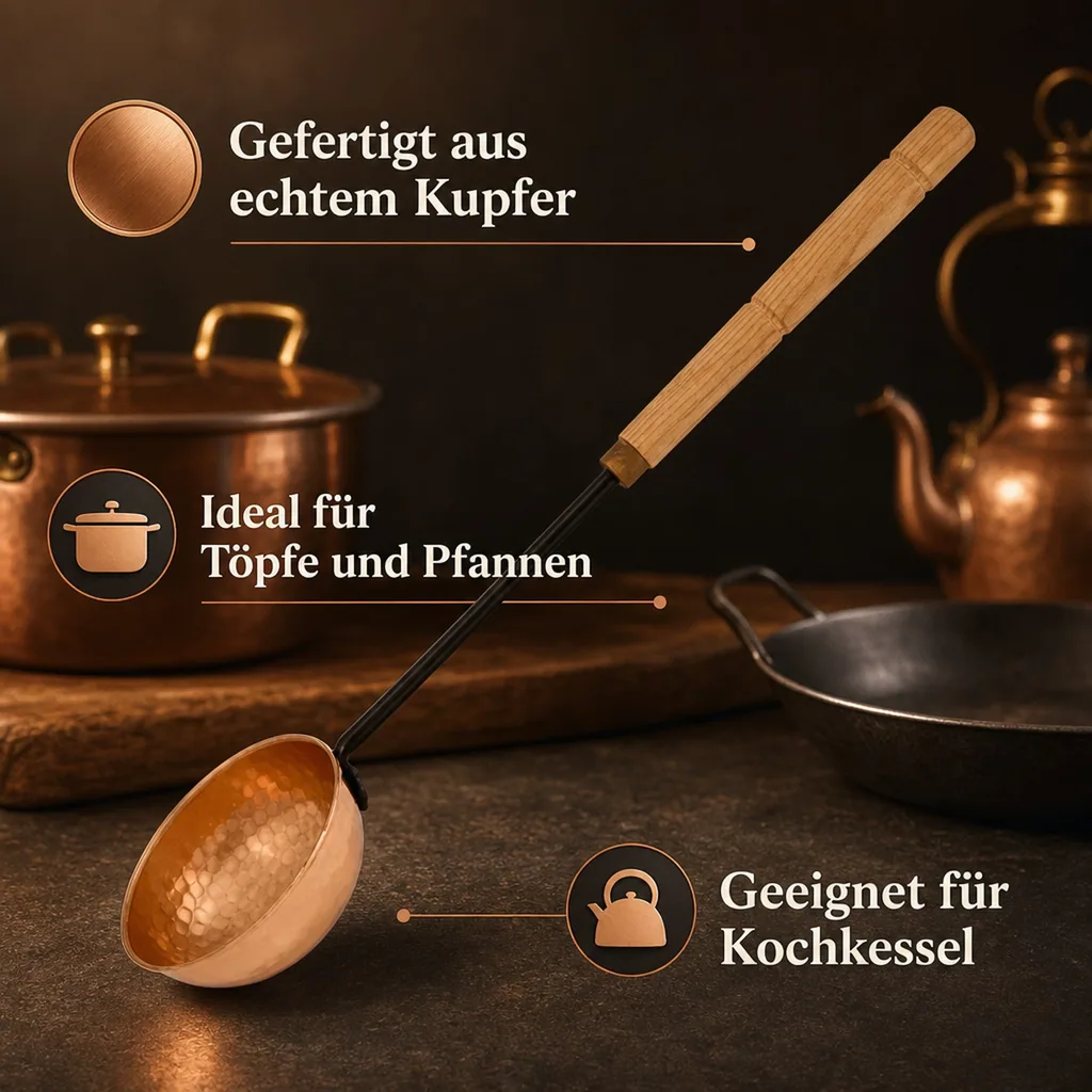 Kelle, Schöpfkelle - Kupfer mit gehämmerter Oberfläche