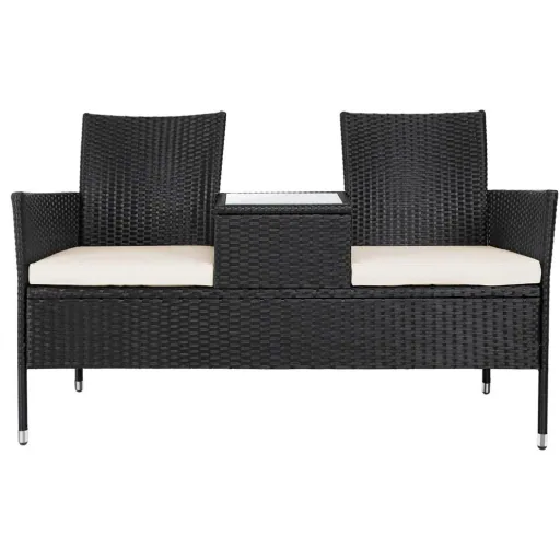 Gartenbank / Love Bench - Polyrattan- 143x55x88cm - schwarz
