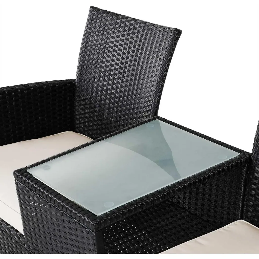Gartenbank / Love Bench - Polyrattan- 143x55x88cm - schwarz