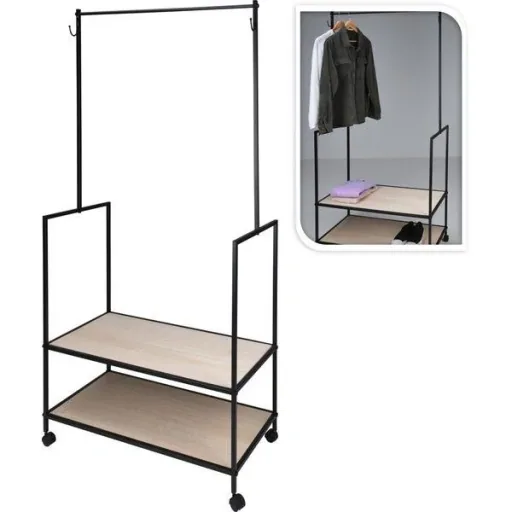 Relaxwonen Industrieller Kleiderständer - 84 x 42,5 x 176 cm - Metall/Holz