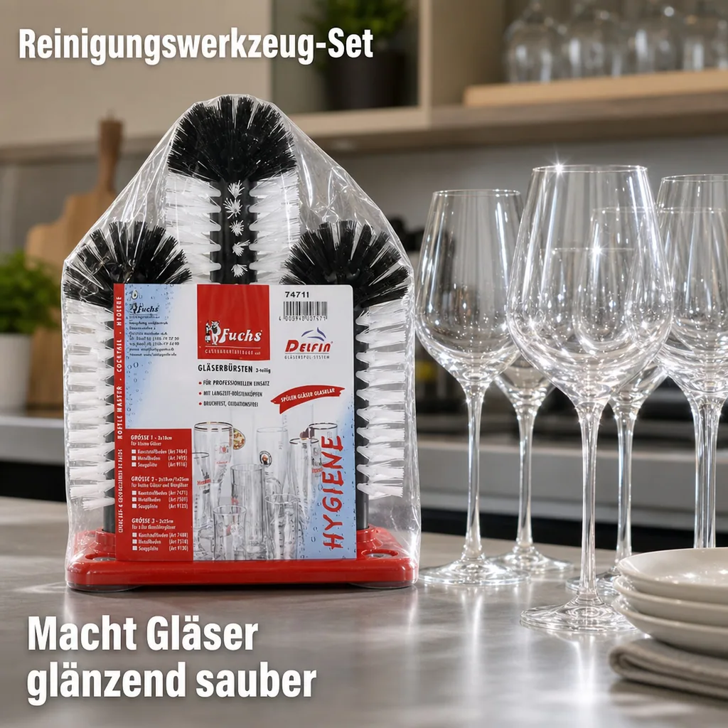 Gläserspülbürste, Gläserspülbürstengarnitur - GR-2 - 2 x 18 + 1 x 24 cm