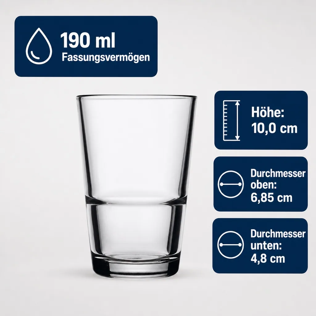 Trinkgläser, Wassergläser, Saftgläser 12er Set - Grande-S, 190ml