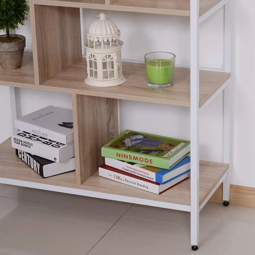 Bücherregal Holzregal Standregal Büroregal Aufbewahrungsregal Dekoregal 9 x Würfel Natur+Weiß 80x35x160cm