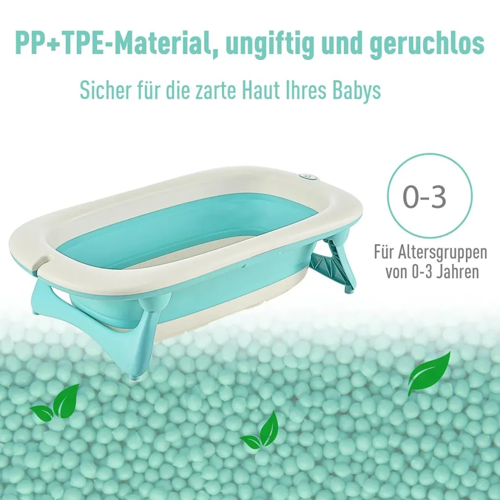 Faltbare Babywanne mit Waschbecken und Shampoobecher