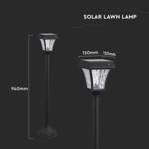 VT-984 Valencia Solar-Gartenpfosten Solar-LED-Lampe - 3 Lichtfarben