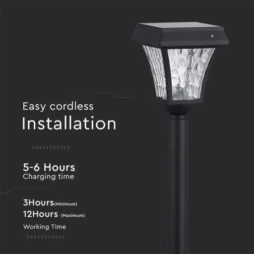 VT-984 Valencia Solar-Gartenpfosten Solar-LED-Lampe - 3 Lichtfarben