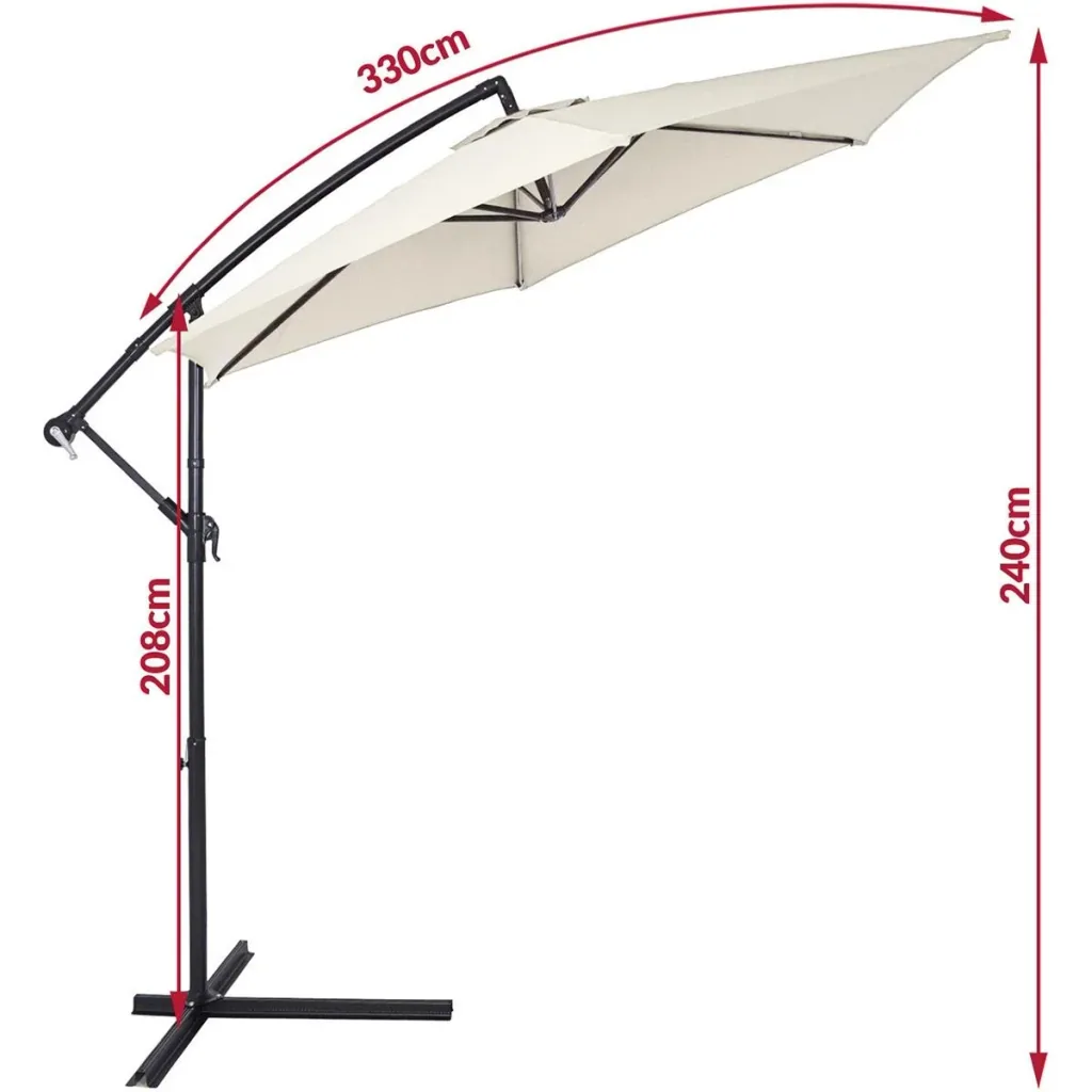 Sonnenschirm zusammenklappbare Aluminiumcreme Ø 330 cm UV-Schutz 40+