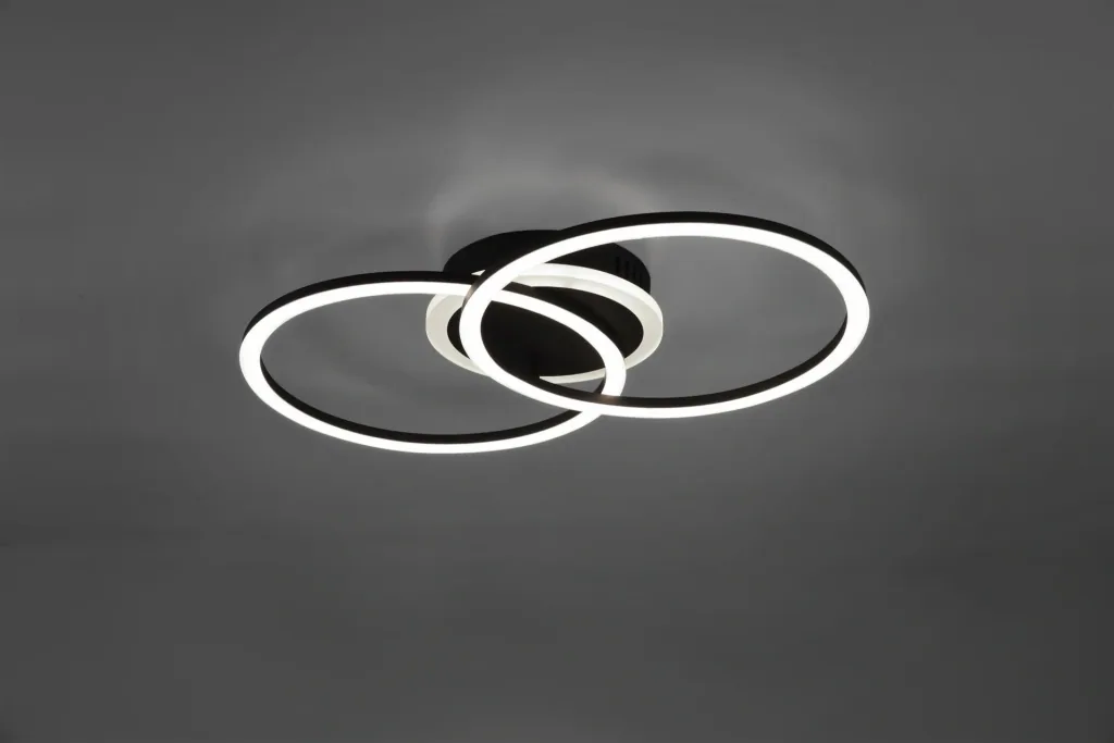 LED-Deckenleuchte VENIDA, 25 W, 3000K, 2600 lm, Switch-Dimmer, schwarz matt, Acryl weiß
