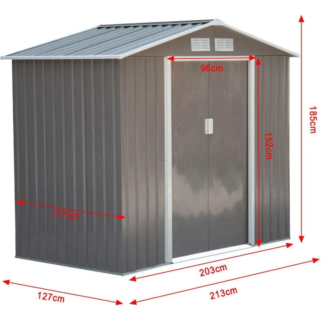 Geräteschuppen Gartenhaus 213 x 127x 185 cm, grau