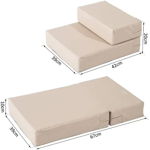 Tiertreppe Hundetreppe Katzentreppe Unterlage für Haustier Klappbar Gelbbraun L42 x B39 x H20 cm