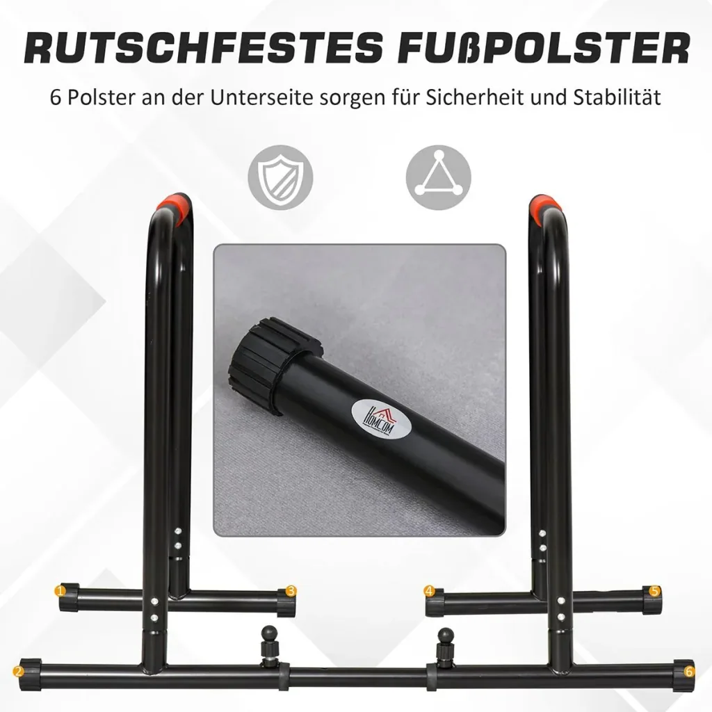 Dip Barren Fitness Parallettes Push Up Dip Station Einstellbar Fitness multifunktional Stahl Schwarz 89-99 x 62 x 72 cm