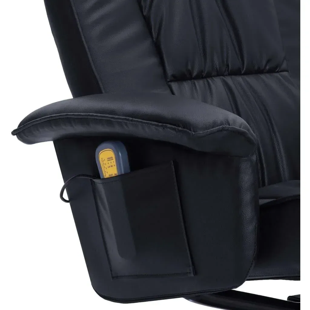 Massagesessel verstellbar mit Fußhocker Kunstleder schwarz