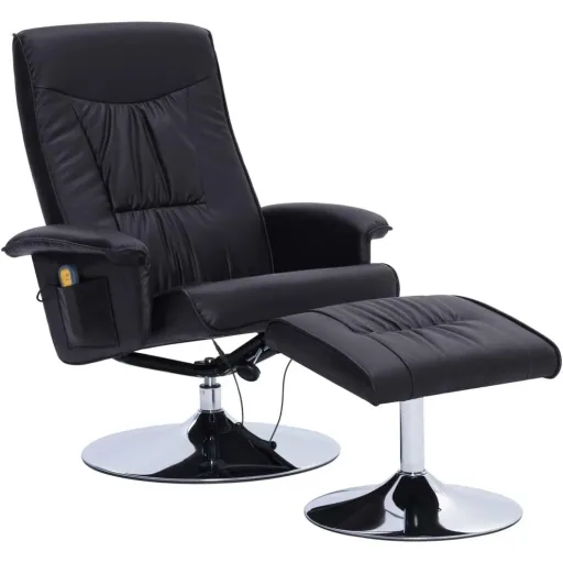 Massagesessel verstellbar mit Fußhocker Kunstleder schwarz
