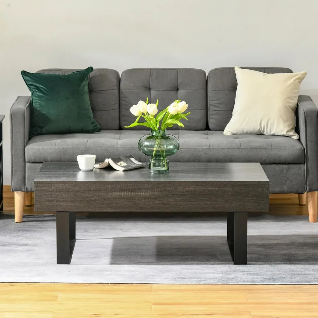Couchtisch Beistelltisch Sofatisch Fernsehtisch Kaffeetisch Wohnzimmertisch mit Schublade Regale stabiles Stahlgestell e