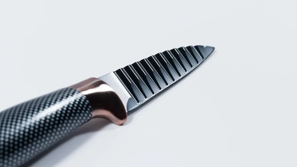 Messer-Set mit Messerblock, in Carbon-Optik, Schwarz/ Roségoldfarben, 6-teilig