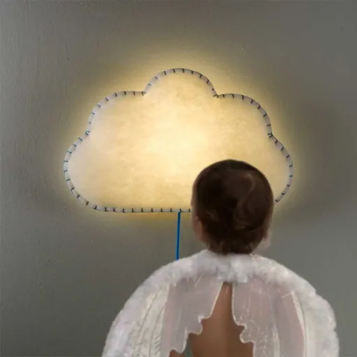 Buokids Softlampe Nachtlicht/Wandlampe Wolke, Ausführung: Schnur & Stecker; Farbe der Naht: gelb