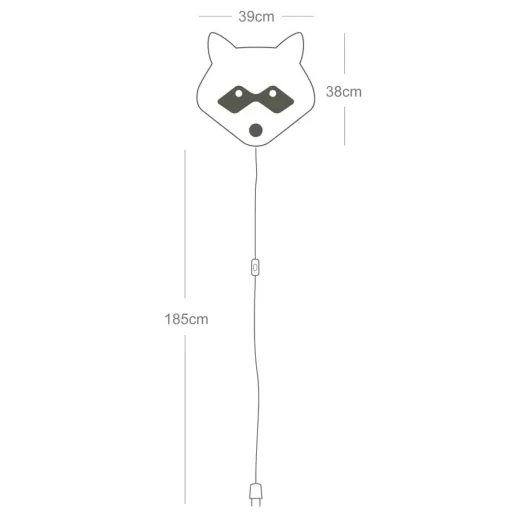 Buokids Soft Wandlampe Waschbär schwarz