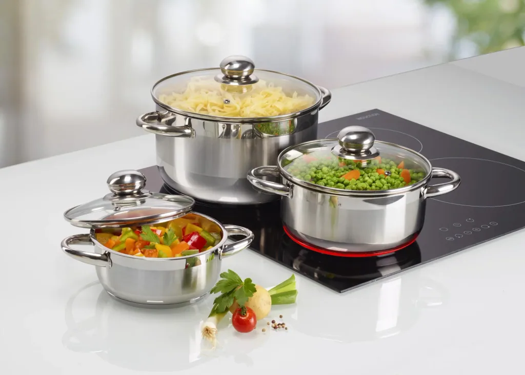 Topfset "Universal" 6-teilig, Edelstahl, Induktionsboden, Liter-Messskala innen
