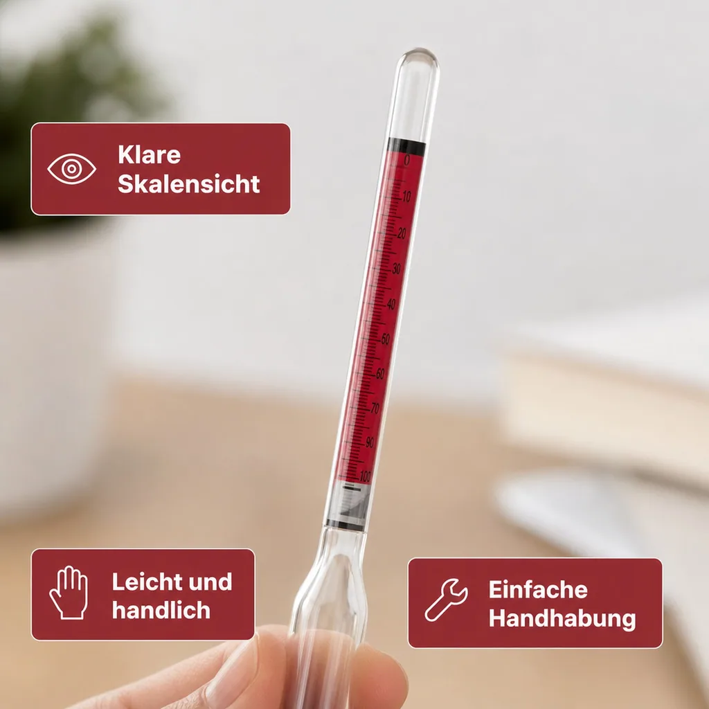 Alkoholmessgerät, Alkoholmeter, Alkoholspindel mit Cartier & Gay Lussac Skala: Kupfer-Messschnabel für exakte Destillationsergebnisse