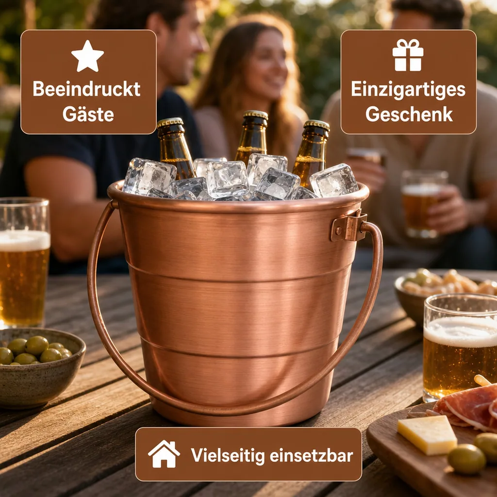 Bierwärmer, Kupfereimer - Hält die Temperatur von Bier und anderen Getränken aufrecht