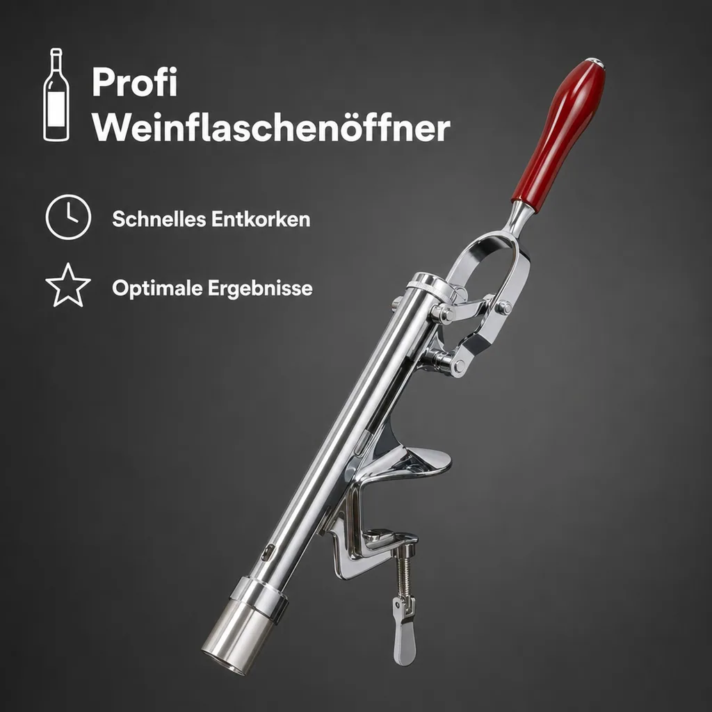 Profi Weinflaschenöffner, Weinflaschenentkorker mit Tischbefestigung - Gastronomie Korkenzieher, Austauschbare Spindel
