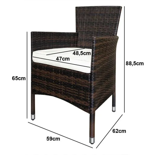 Gartengarnitur 13-teilige stapelbare Polyrattan-Stuhlgarnitur Bali braun