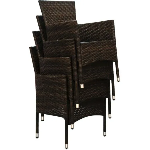 Gartengarnitur 13-teilige stapelbare Polyrattan-Stuhlgarnitur Bali braun