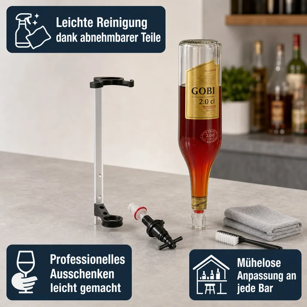 PRIMA Portionierer, Spirituosen Dosierer, Getränkeportionierer - 2.0 cl. inkl. Wandhalter für 3 Liter Flaschen
