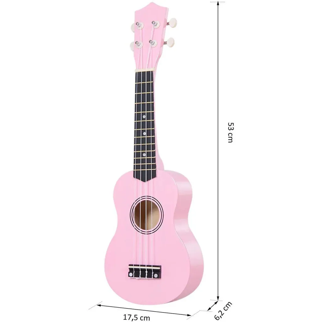Ukulele Saiteninstrument Anfänger Nylonsaiten Birkenholz Rosa 53 x 17,5 x 6,2 cm