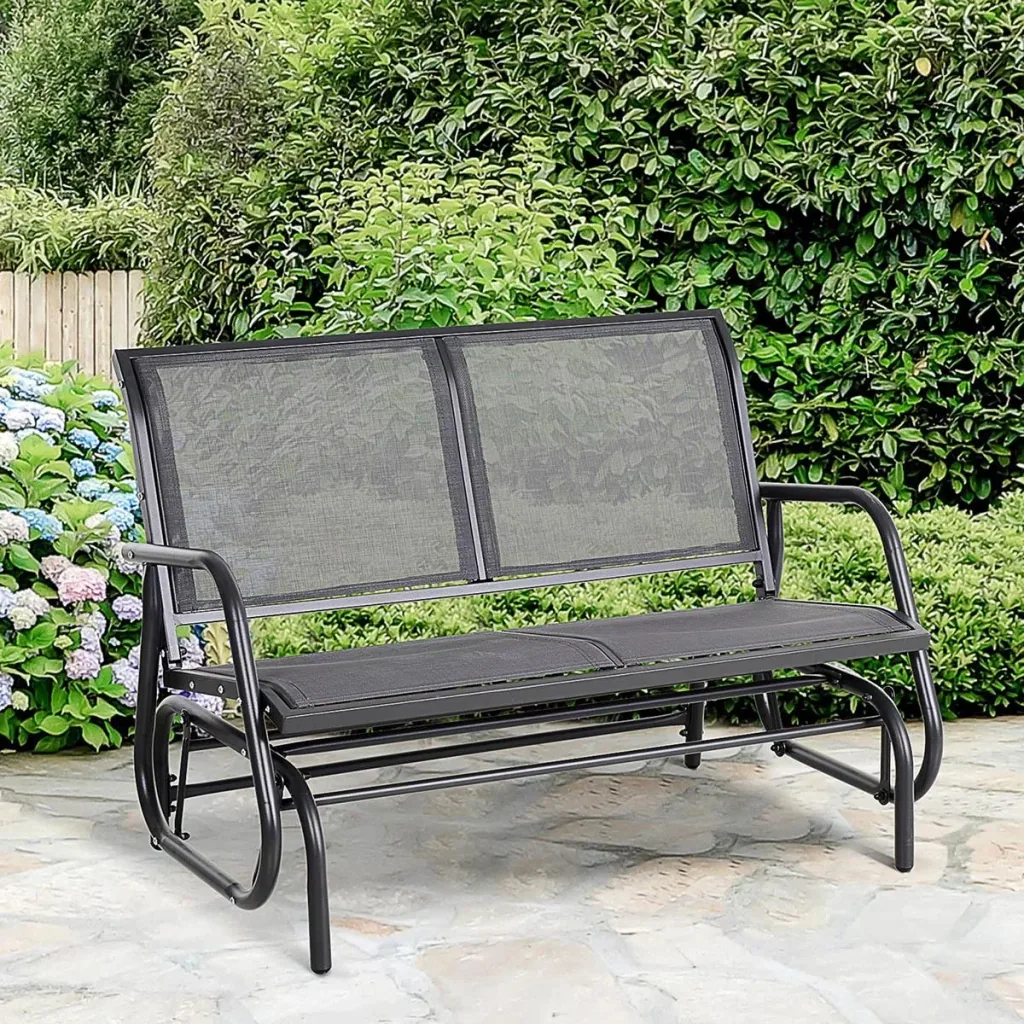 Schaukelbank 2-Sitzer Gartenbank Gartenschaukel Sitzbank Parkbank Metall Gartenmöbel Grau 120 x 70 x 88 cm