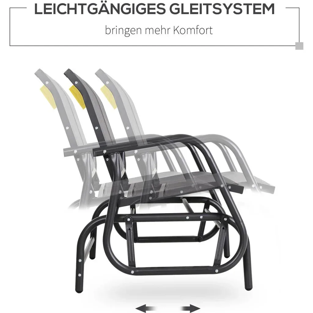 Schaukelbank 2-Sitzer Gartenbank Gartenschaukel Sitzbank Parkbank Metall Gartenmöbel Grau 120 x 70 x 88 cm