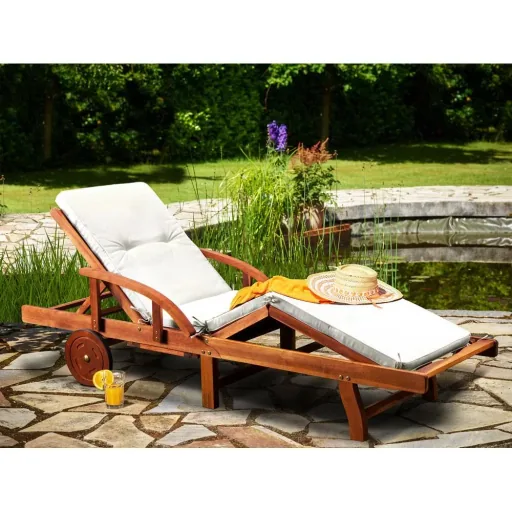 Liegestuhl klappbar 195.5cm MIT Ablagetisch - Akazienholz