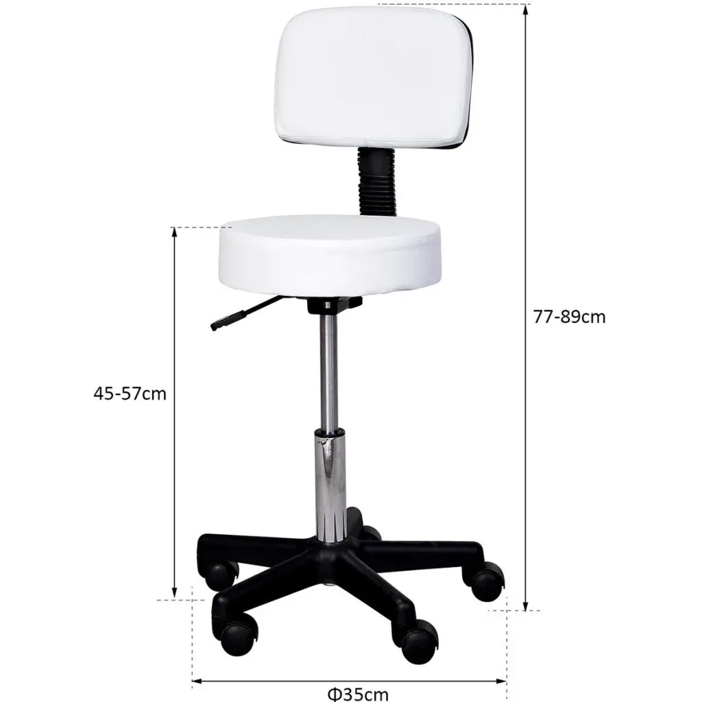 Rollhocker mit Lehne weiß