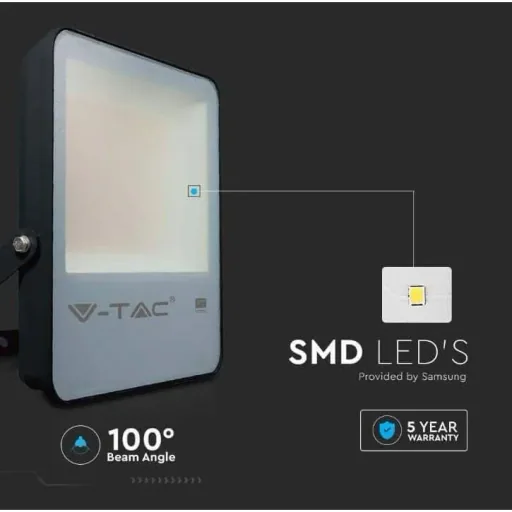 VT-132 LED-Flutlicht - 100 W - 13700 Lm - 6500K - schwarz - Extra effizient