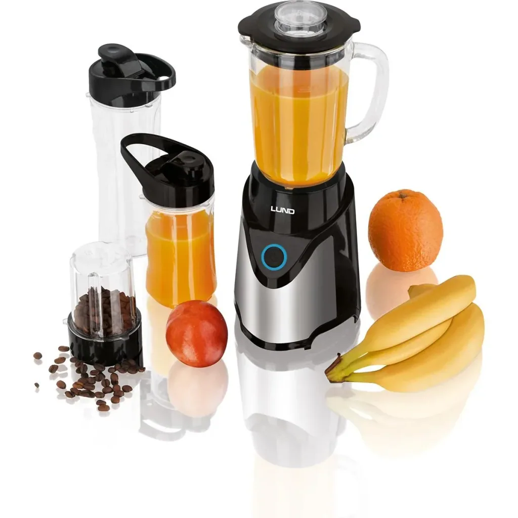 LUND Smoothie Mixer - 500W - 240V - 14x14x34,5cm (Länge x Breite x Höhe) mit 2 Flaschen