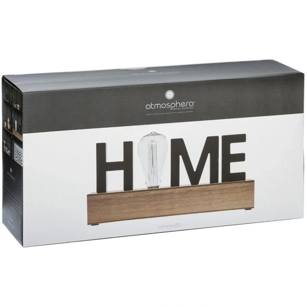 NL Lampe mit HOME Text - 34 cm - Holz