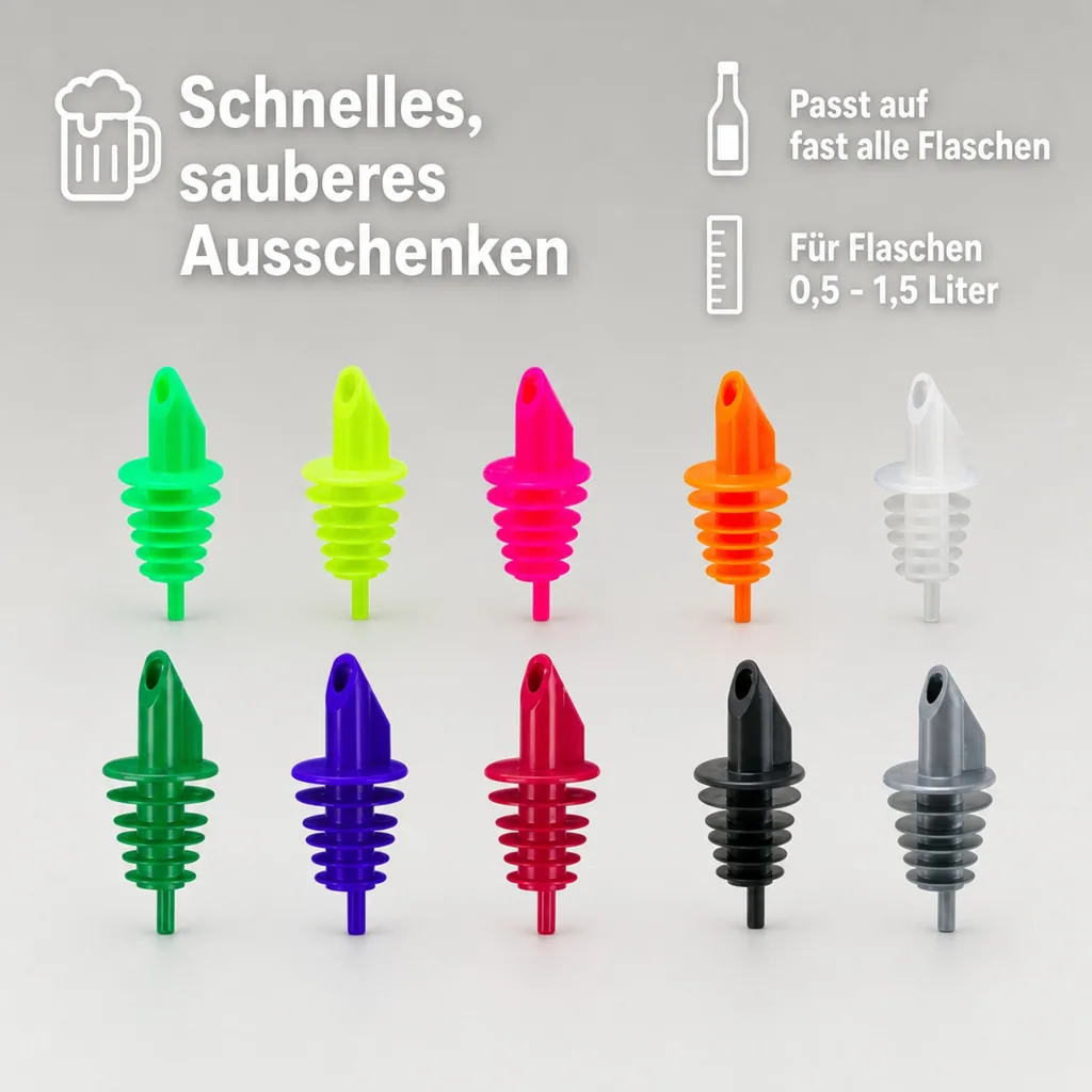 Ausgießer, Flaschenausgießer, Schnaps Dosierer für Flaschen Billy Neon Gelb - für fast alle Flaschengrößen von 0,5 - 1,5 L, 1 Stück
