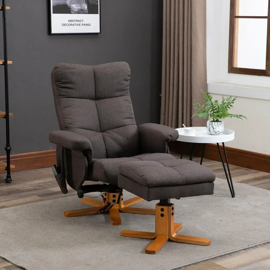 Massagesessel mit Fußhocker Relaxsessel Fernsehsessel TV Sessel 145°-Neigung Polyester Braun 80 x 86 x 99 cm
