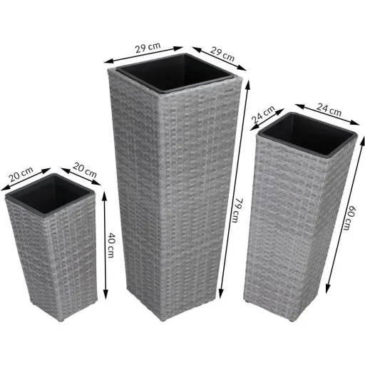 Blumentöpfe - 3 Stück - Polyrattan