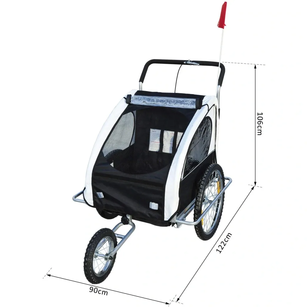 Fahrradanhänger UND Fahrradbuggy 2-in-1 weiß/schwarz