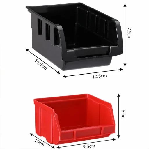 2x Geräteschuppen mit Stapelboxen 32 Stück - 2 Wandplatten von 32x38x2 cm
