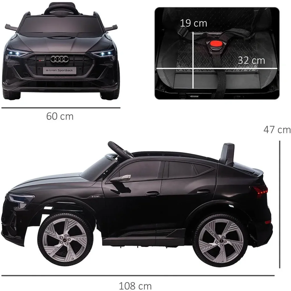 Kinderauto elektrisch 3 Geschwindigkeiten mit Fernsteuerung ab 3 Jahren Kunststoff Metall schwarz 108 x 60 x 47 cm