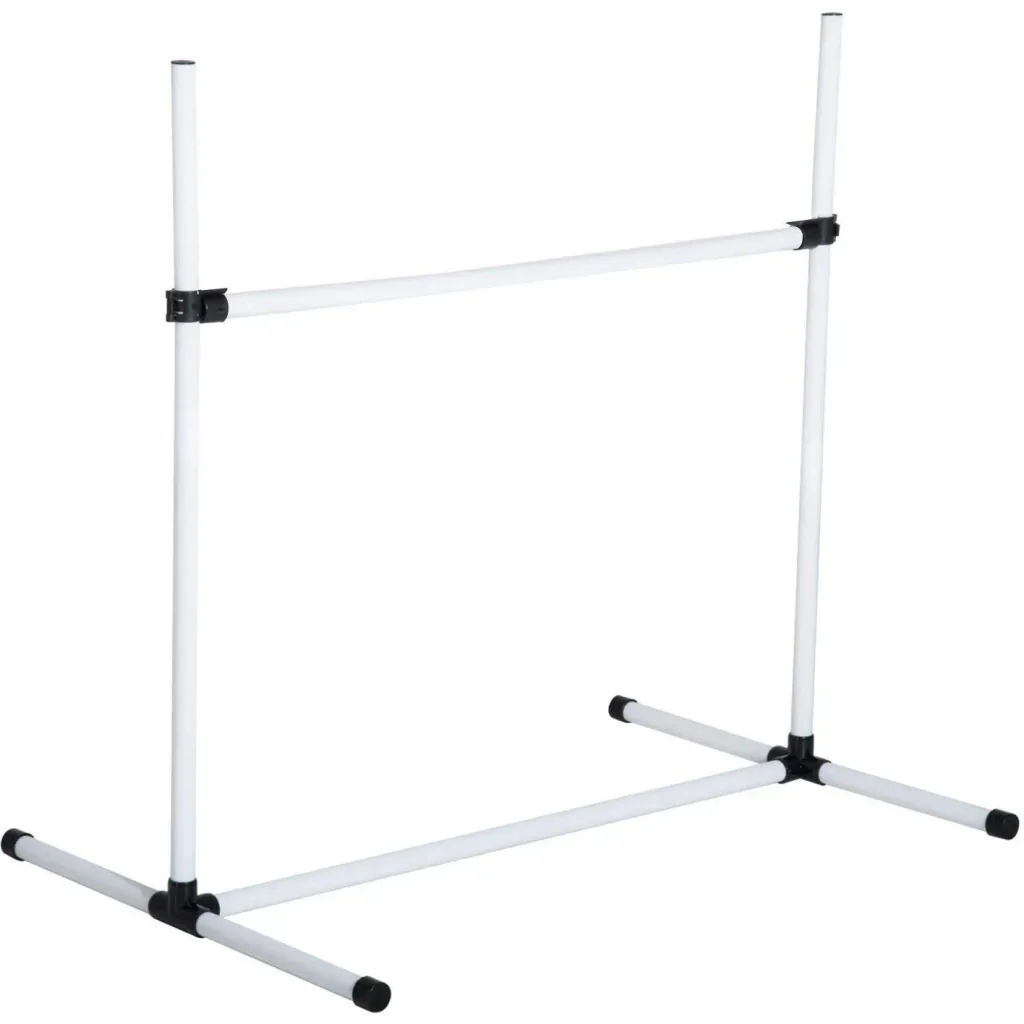 Agility Hürdenset Slalom Stangen Hunde Training Set 4 x Hürden Weiß