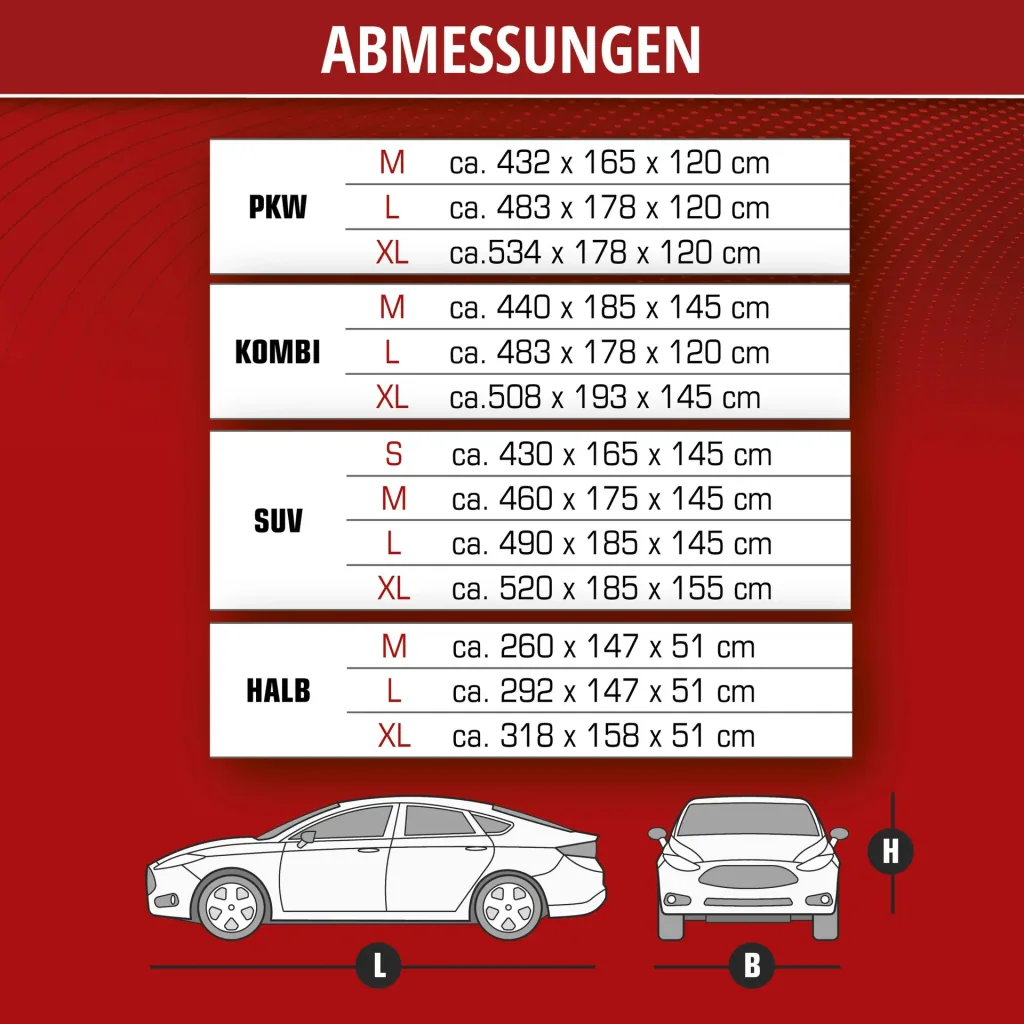 All Weather light SUV - Größe S - 430 x 165 x 145 cm - PEVA - grau