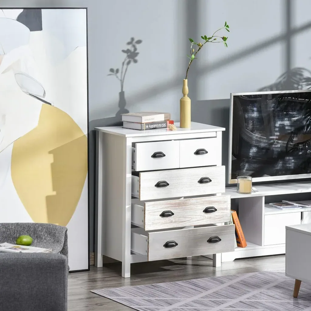 Schubladenschrank Beistellschrank mit 5 Schubladen Kommode MDF Tannenholz 70 x 38 x 85 cm