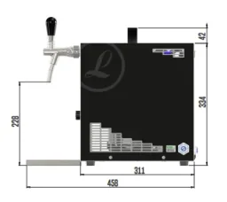 Zapfanlage, Bierzapfanlage PYGMY 25/K LIMITED EDITION mit Membranpumpe, 1-leitig Trockenkühlgerät aus Edelstahl, 35 Liter/h, Green Line