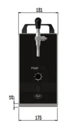 Zapfanlage, Bierzapfanlage PYGMY 25/K LIMITED EDITION mit Membranpumpe, 1-leitig Trockenkühlgerät aus Edelstahl, 35 Liter/h, Green Line